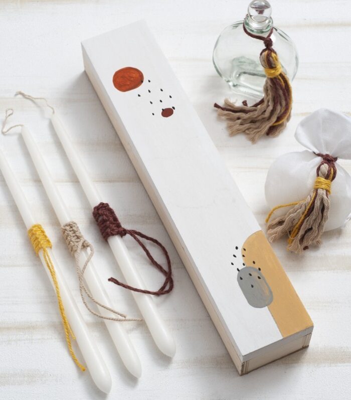 Ξύλινο κουτί σετ λαδιού γεωμετρικά σχήματα