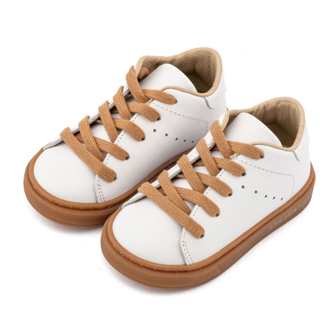 Δετό δερμάτινο sneaker λευκό